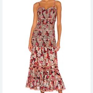 HEMANT & NANDITA Red Floral Midi Dress